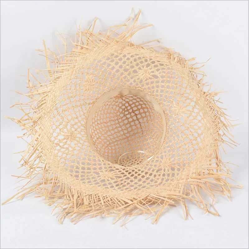 Hollow Out Big Brim Hand Made Straw Hat Fashion Unisex Shading Burrs Breathable Personality Beach Hat Summer Cap W250602