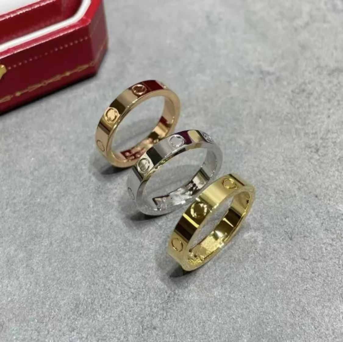 luxury Designer ring classic for women mens rings Fashion diamond Titanium steel Alloy Gold-Plated Silver Rose Never fade Not allergic 4mm 5mm 6mm k4301