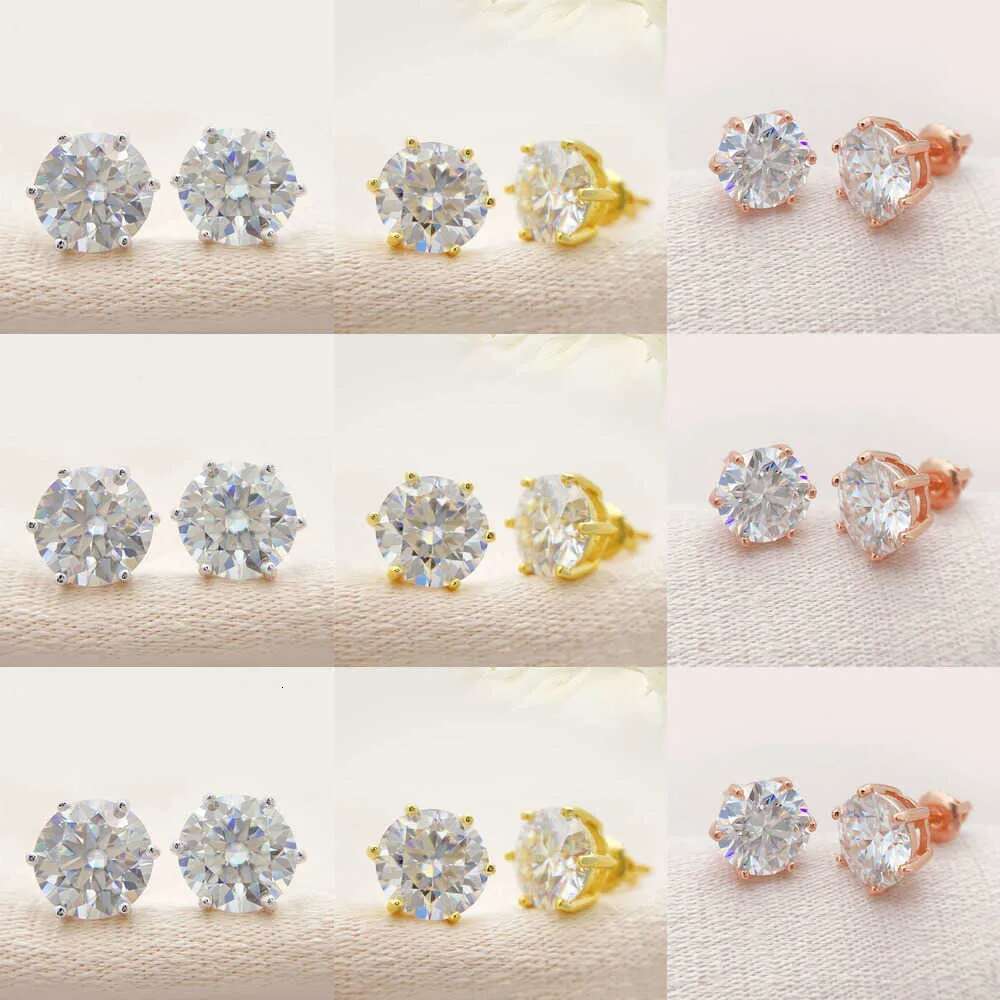 tester vvs1 pass dia moissanite designer for women sterling sier 6 prong stud earrings plated gold mens earring jewelry valentines day gift 91
