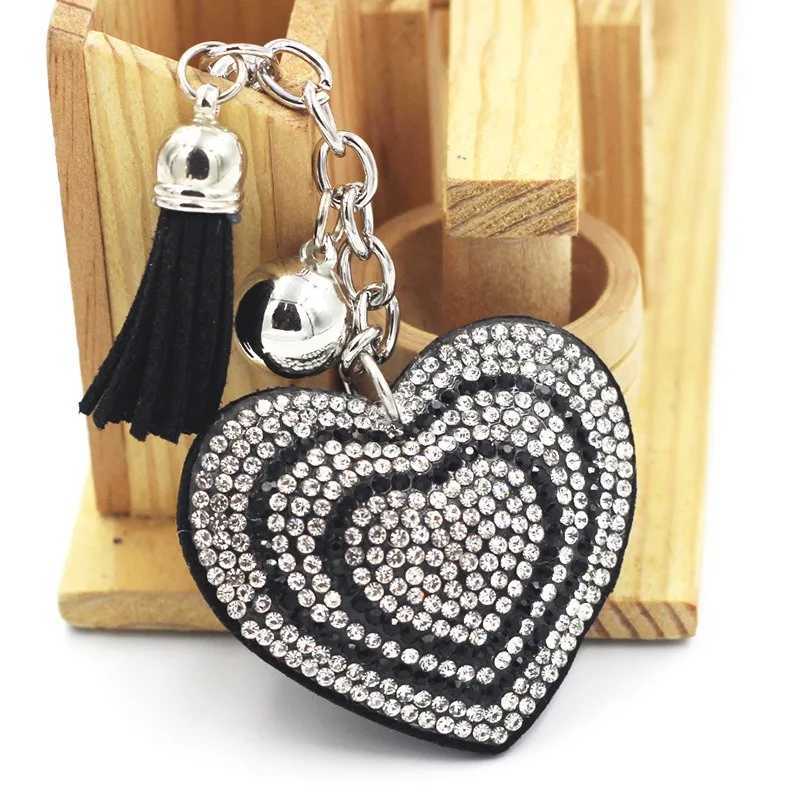 Gorgeous Red Rhinestone - Encrusted Heart Keychain with Stylish Tassel XJ250602