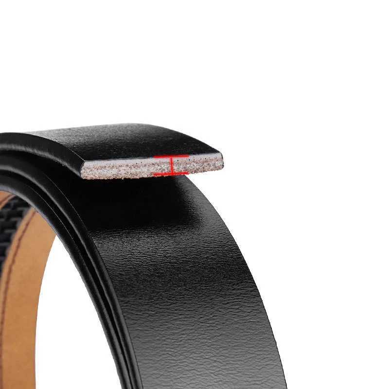 New Mens Genuine Leather Belts for Automatic Buckle Men Fashion No Buckle Belts Straps High Quality Black Brown Waistband 3.5cmXJ250602