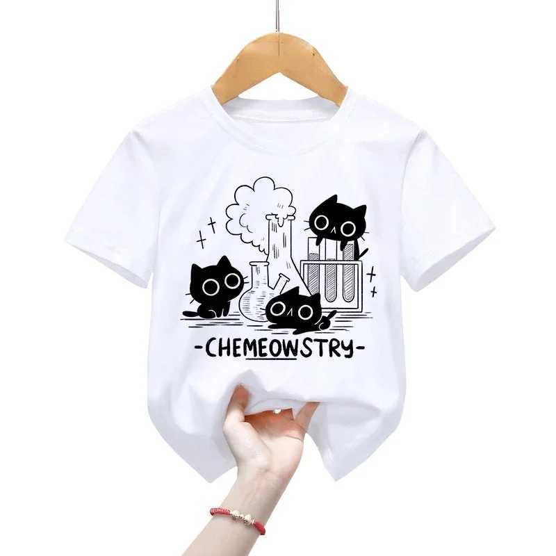 Chemistry Classic Childrens T-shirts Clothing Science Chemistry Children T-shirt Girls Boys T-shirt Cute Black Cat Kids T-shirt T250603