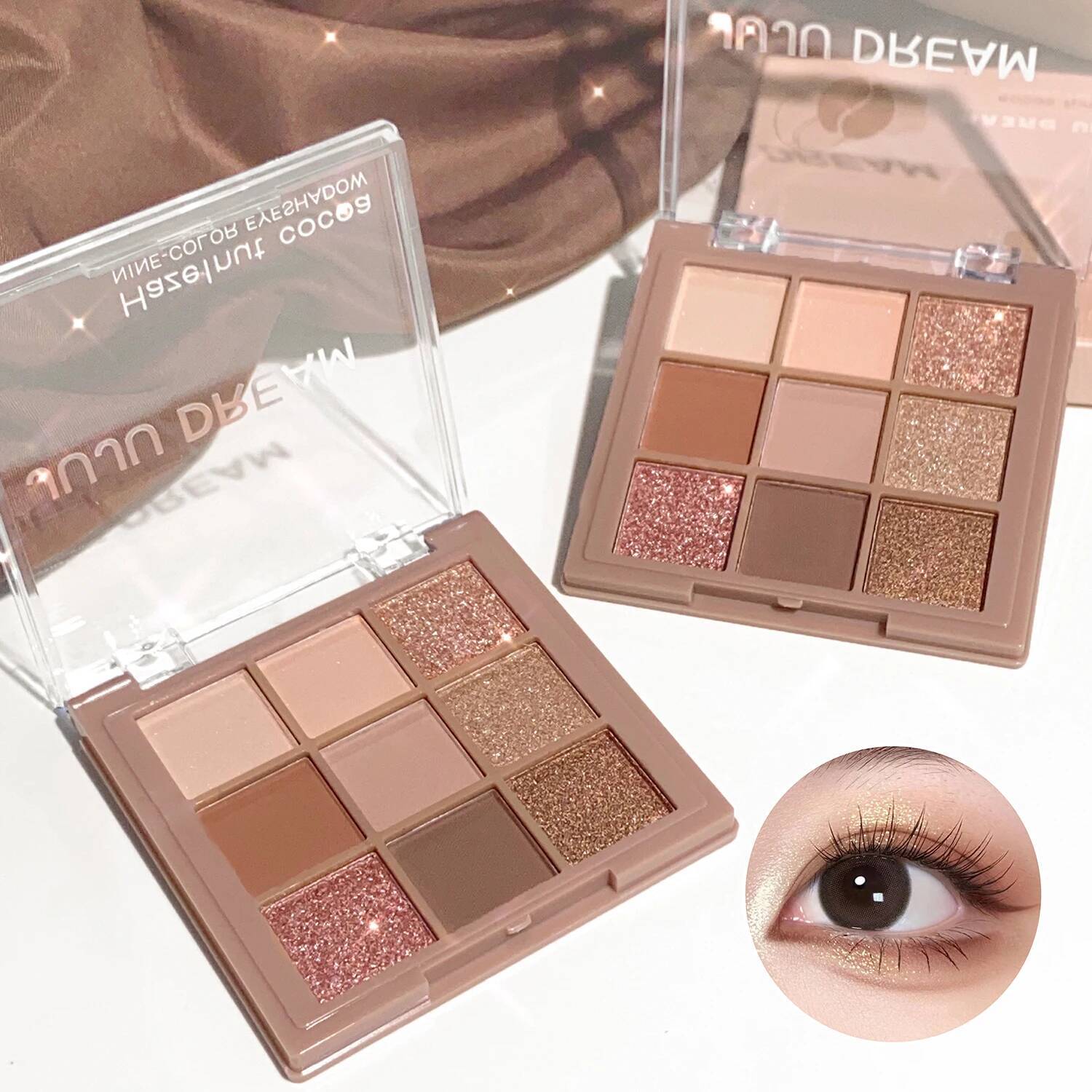 Nine-color Jiugong grid pearl matte flash hazelnut cocoa eye shadow plate