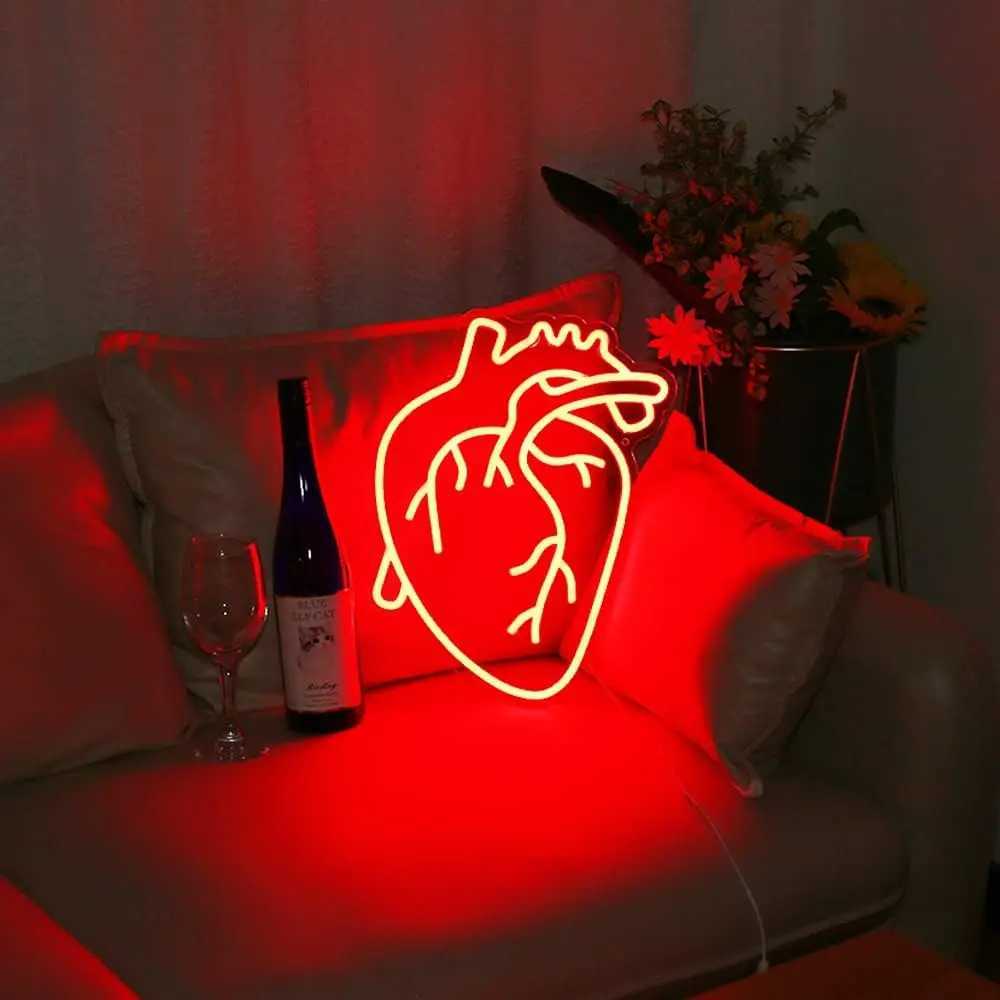Human Heart Neon Signs LED Neon Light Sign Light Up Neon Signs Wall Decor for Bedroom Man Cave Bar Decor Store Club 13*12 inches XJ250602