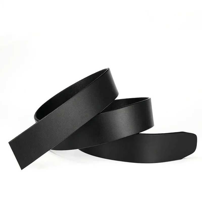 100% Real Cow Genuine Leather Belt No Buckle for Automatic Buckle Vintage Belt Body 3.50 cm Width Black Brown Cowskin XJ250602