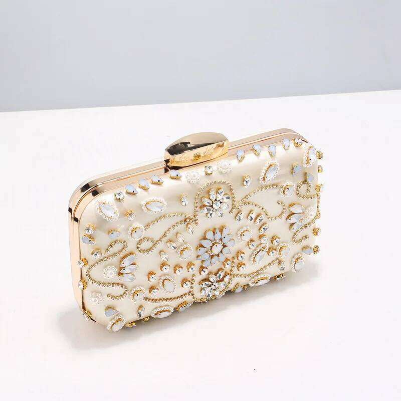 Shoulder Rhinestone Women Clutch Evening Bags With Dia Pearls Beads Messenger Handbag Phone Bag for Party