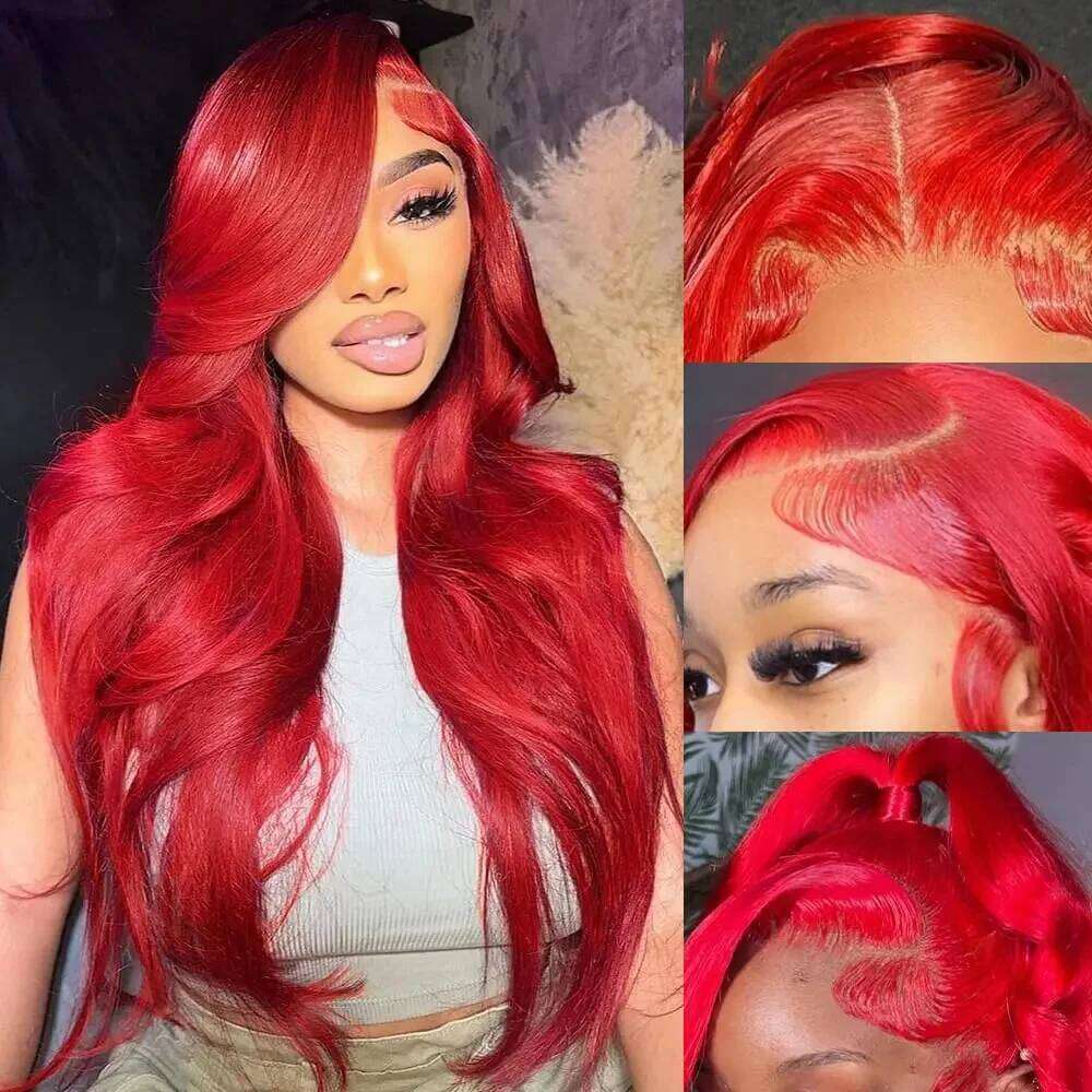 Hot Red 13x6 Hd Frontal Human Hair Wigs Brazilian Colored Body Wave Lace Front 4x4 5x5 Closure Wig For Women