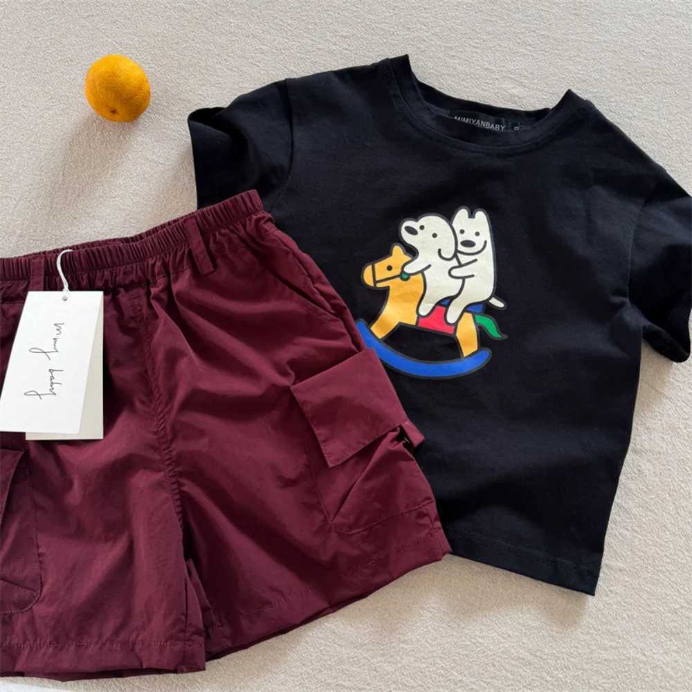 Childrens Short Sleeves Squinting Eyes New Summer Products Boys and Girls Cartoon Puppy Short Sleeves T250603