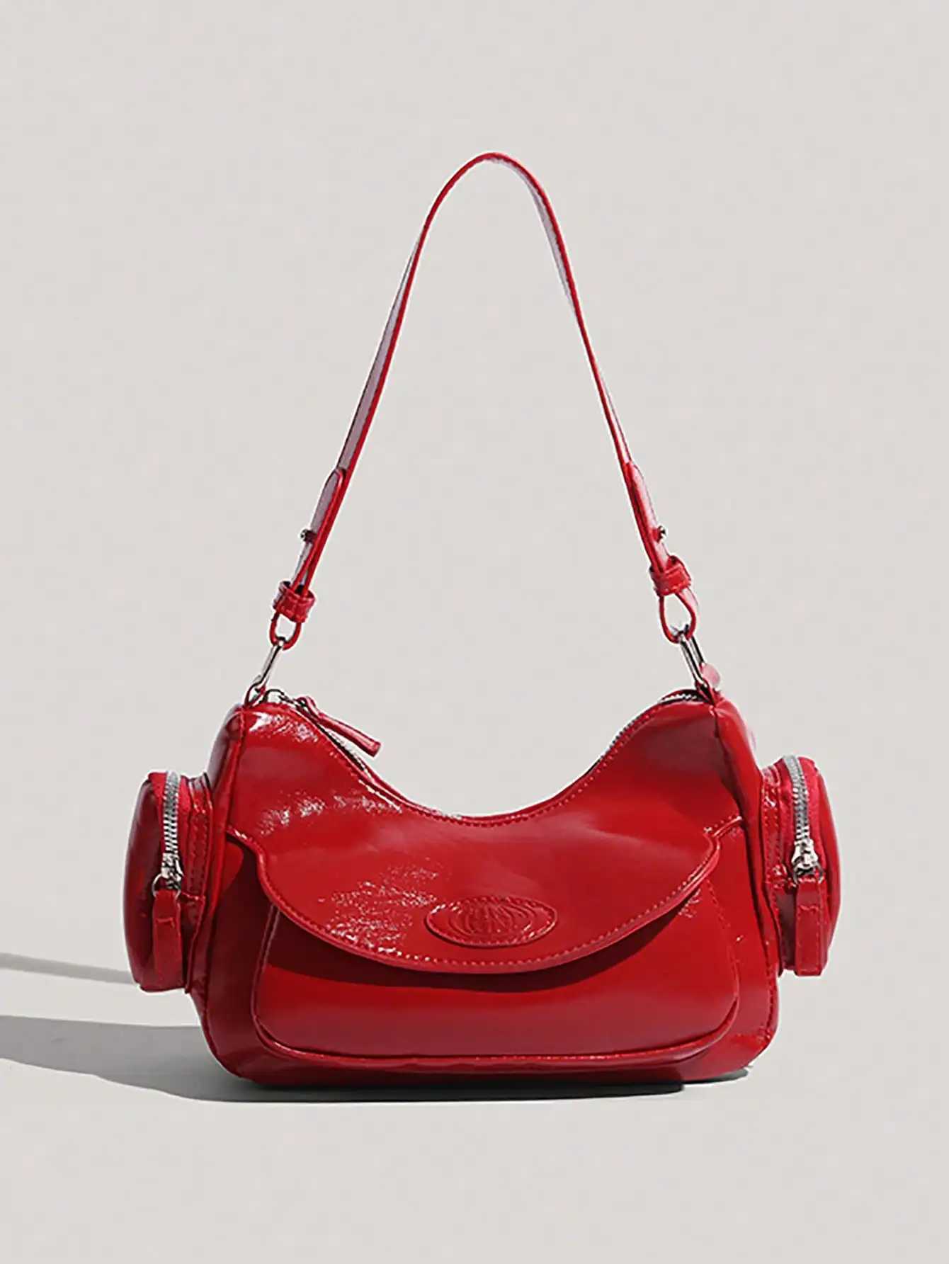 Y2K style motorcycle bag new fashion personality crescent bag sweet and cool hot girl shoulder bag Y250603