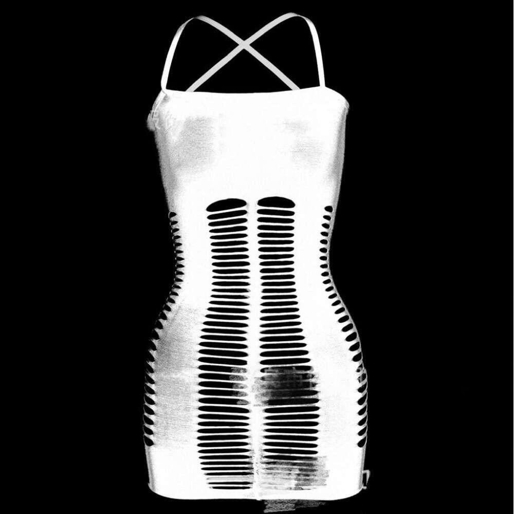 Spell Lingerie Porn Suits Sexy Spaghetti Strap Lingerie Striped Hollow Out Y K Hot Girl Slimming Bodycon Dress Black Silk Backless Fishnet Stockings S
