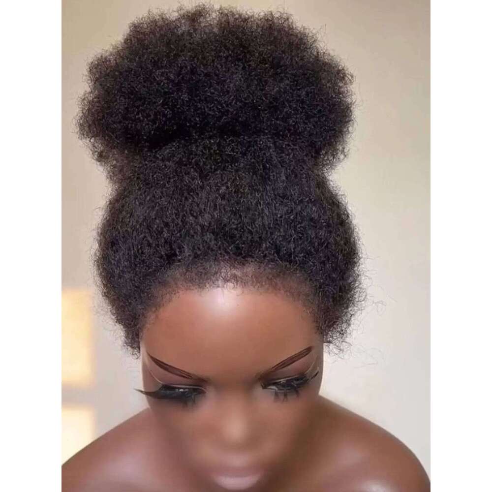 Natural Black Yaki Soft 26Inch Long Kinky Straight 180Density 13x4Lace Front Wig For Women Babyhair Heat Resistant Preplucked
