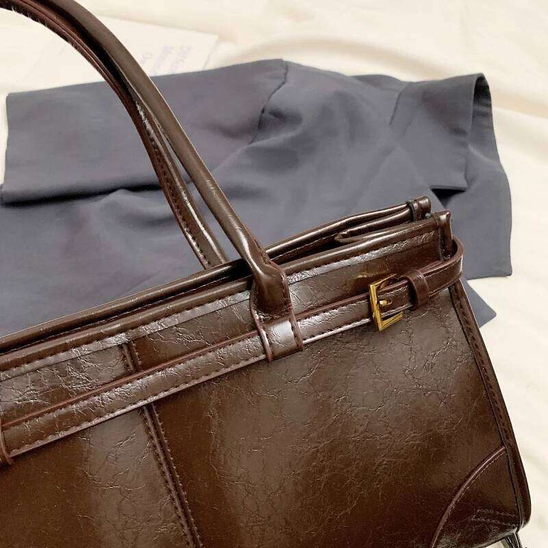 MOODS Belt Buckle Design Shoulder Bags For Women 2024 New Designer Pureses And Handbags Pure Color Large Capacity Shopper