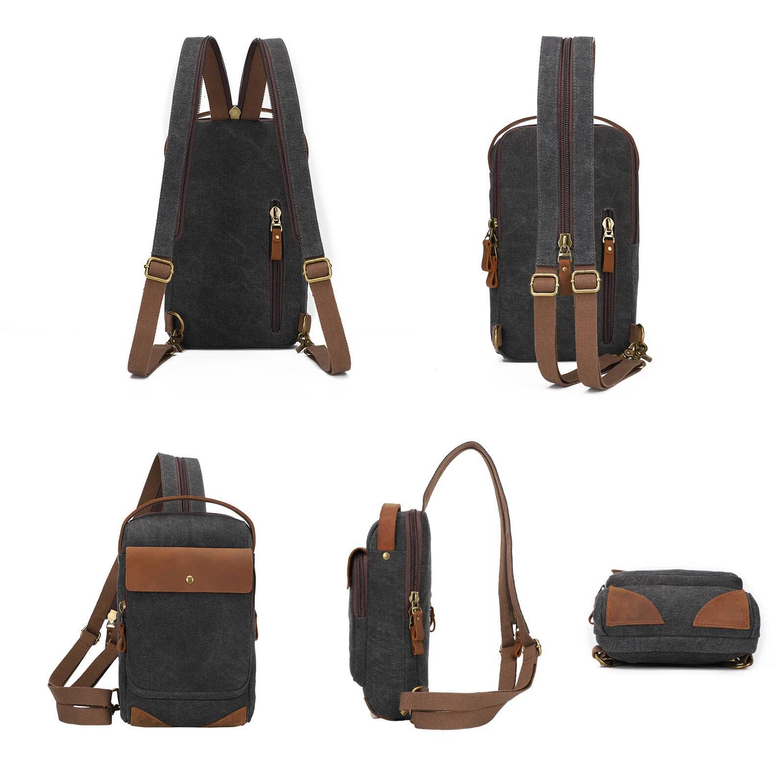 KL928 Canvas Crossbody Sling Backpack Shoulder Bag Casual Daypacks for Men Women