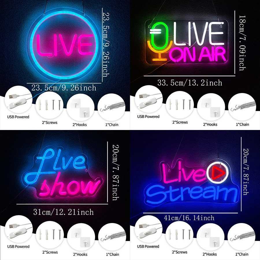 Live On Air Neon Sign for Wall Decor LED Live Show/Stream Neon Light Signs for Concert Bar Studio Party Wall Artwork Decor XJ250602