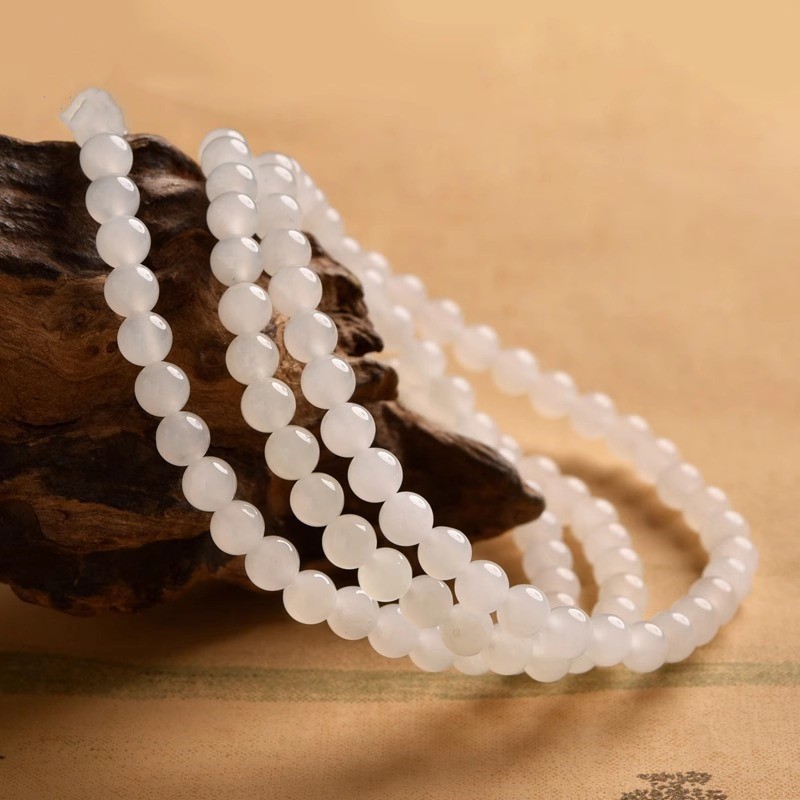 Natural jade, Hetian jade, white fat jade multi-loop bracelet,Nephrite Jade,wuxing implied meaning Nourishing Virtue,Vital Pathways