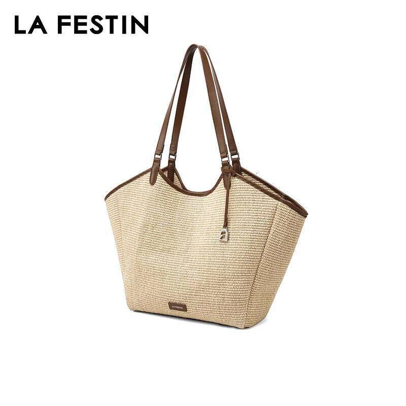 LA FESTIN Original Brand Shoulder 2025 New Tote for Women Fashion Woven Large Capacity Handbag Big Bag