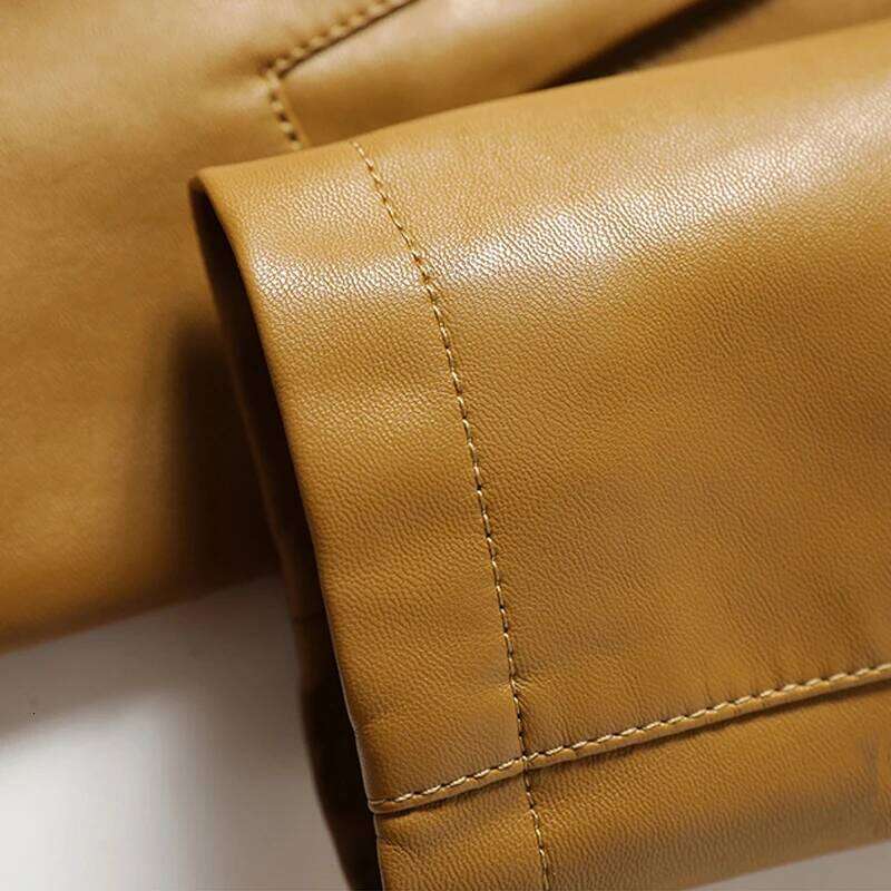 Sheepskin Coat Women Midi-length Outwear 2024 Fall Winter Blazer Collar Single Button Ladies Split Leather Trench