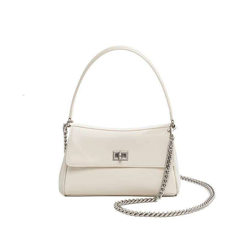 Women's Cowhide Crossbody Bag with Chain Small Design High-End Handbag for Office Workers Single Shoulder Fashion Accessory