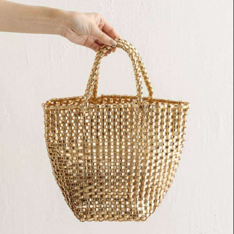 New beach bag simple and versatile solid color crossbody bag pure polyester woven bag hand woven women's bag