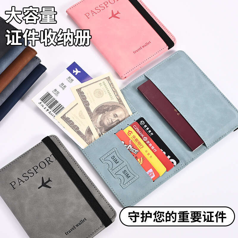Skin Feel PU Leather Strap for Travel Abroad RFID Ticket Passport Bag Document Card Holder