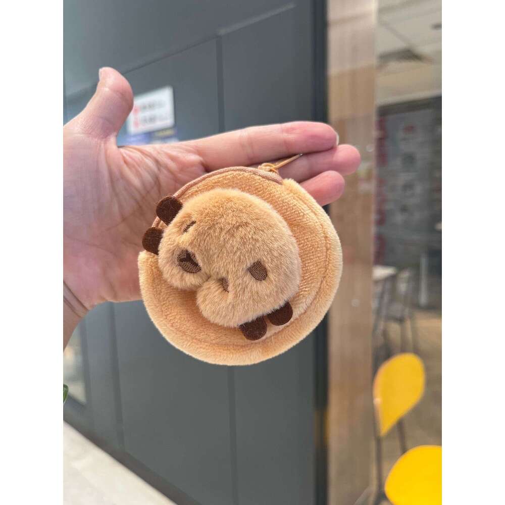 New Capybara Plush Coin Purse Mini Cute Cartoon Keychain Pendant Portable Earphone Storage Bag