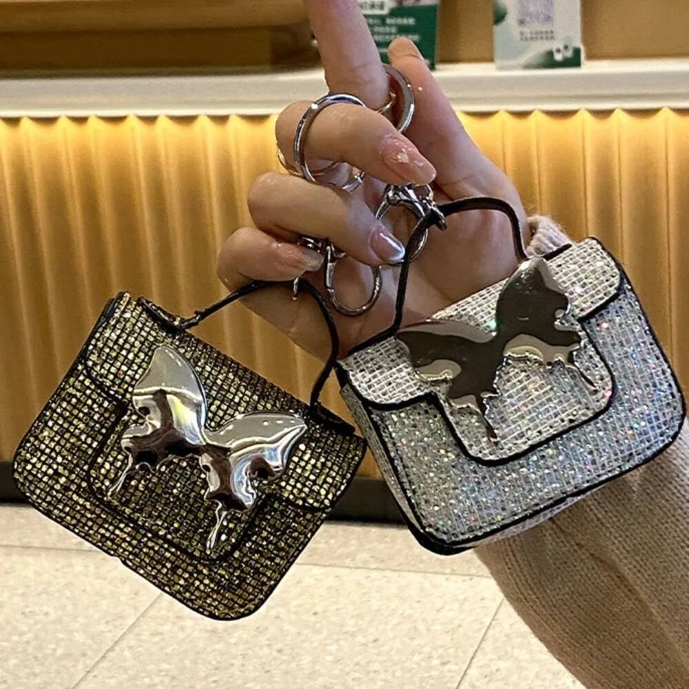 2025 New Butterfly Mini Luxury Earphone Bag Keychain Coin Wallet Leather Coin Bag Mouth Red Envelope Pendant Mini Handbag Keychain Girl Gift 3