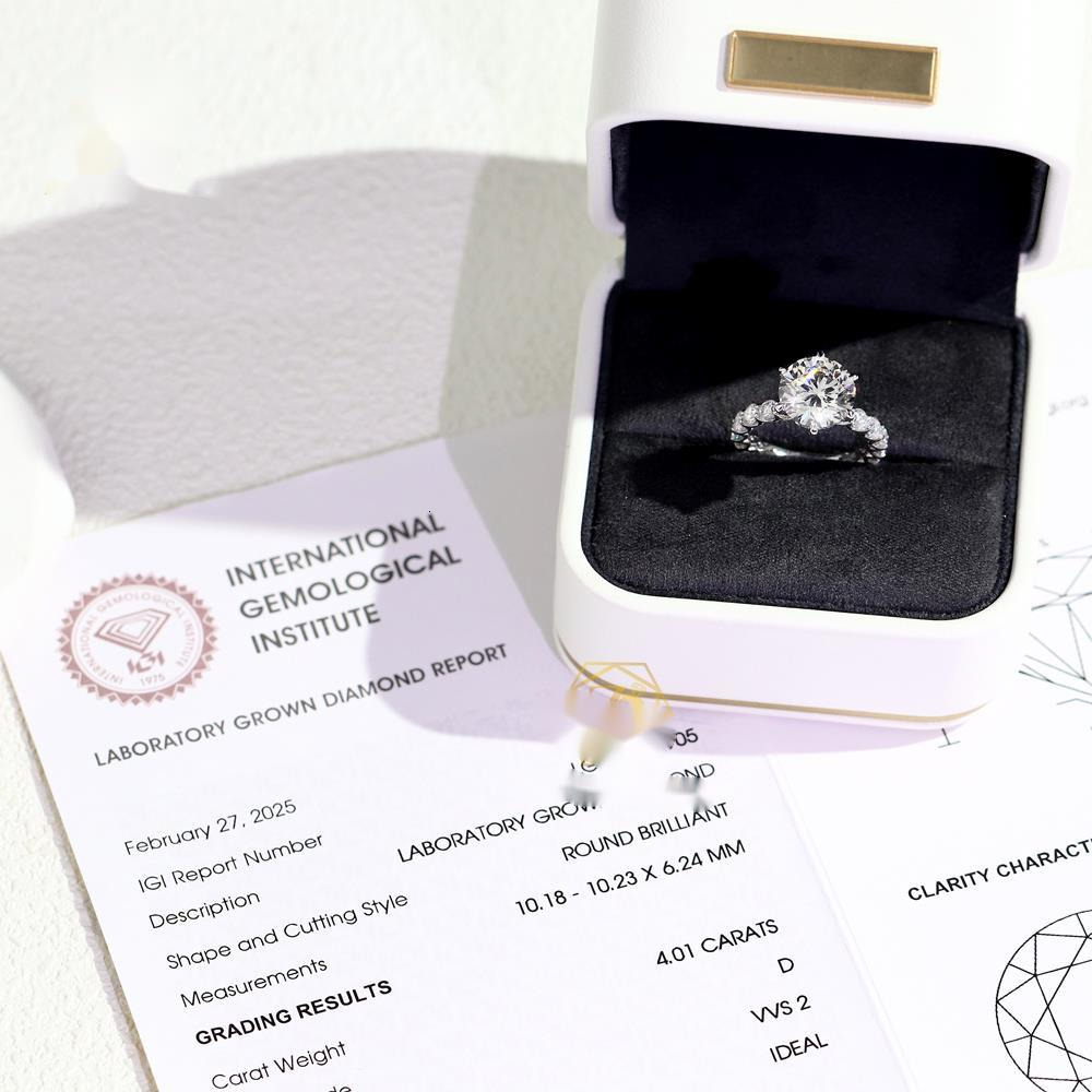 New Arrival Luxury Jewelry 18K Solid White Gold Round Cut Lab Grown Diamond Wedding Engagement Ring With IGI/GRC Certificate
