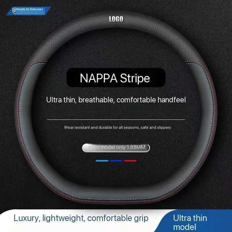 universal 38cm New Nappa leather car steering wheel cover breathable comfortable suede leather all seasons R250603
