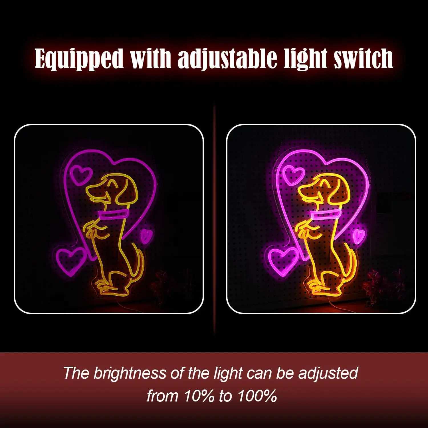 Animal Love Dog Neon Light Sign Puppy Dimmable LED Neon Sign For Wall Decor Room Party Pet Shop Bedroom Decor Birthday Art Gift XJ250602
