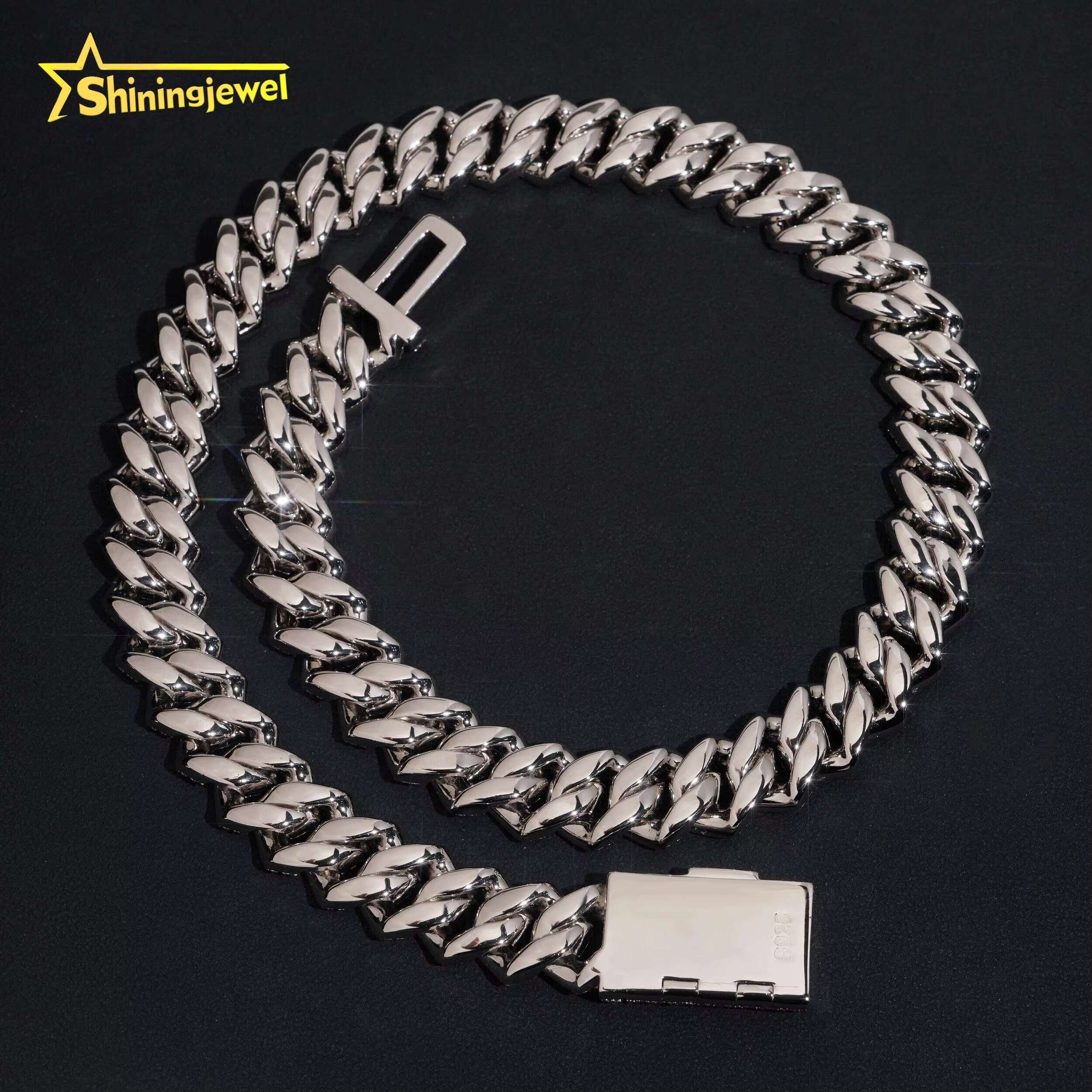 New Design 925 Silver 15MM Cuban Link Moissanite Hip Hop Jewelry Iced Out Men Fashion Long Necklace Cuban Link Chain
