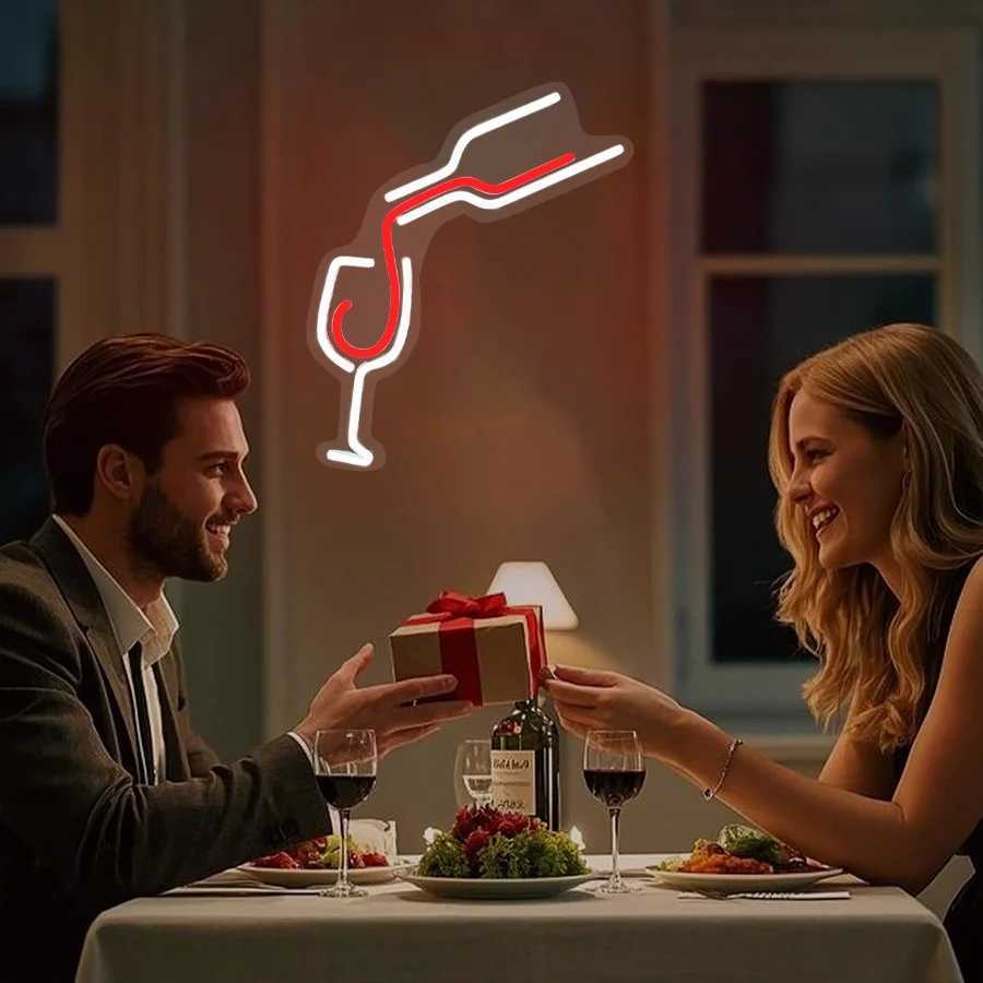 Red Wine Glass LED Neon Sign Hand-Made Pouring Icon USB Powered Suitable for Restaurants Clubs Family Gatherings Bar Decor XJ250602