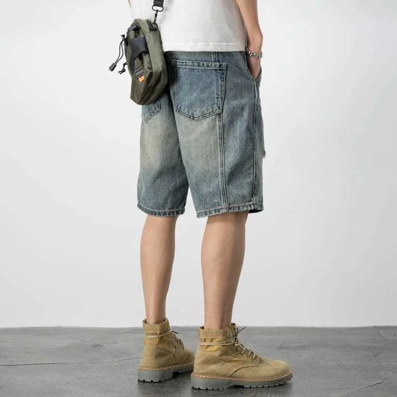 Mens Denim Shorts Straight Oversize Cargo Short Jeans Pants for Men Big Size XL Popular Summer New in Korean Fashion Harajuku CutT250603