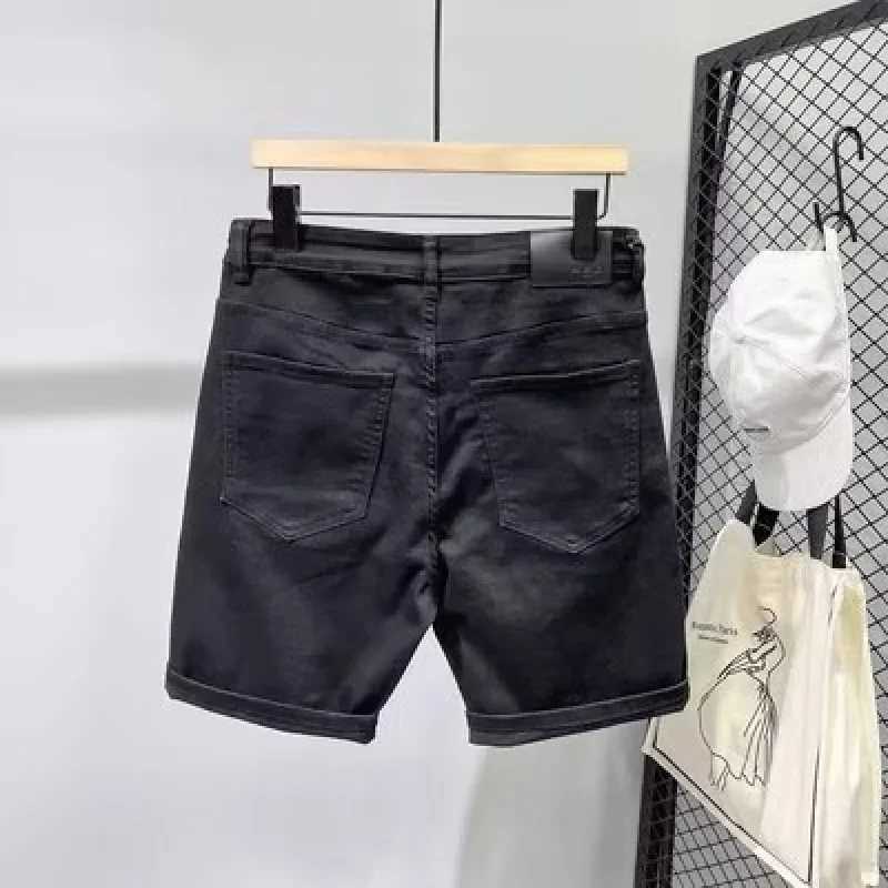 Mens Five-Quarter Skinny Fit Denim Shorts Summer Thin Elastic Casual Washed Trendy Brand Loose Leggings Short Pants T250603