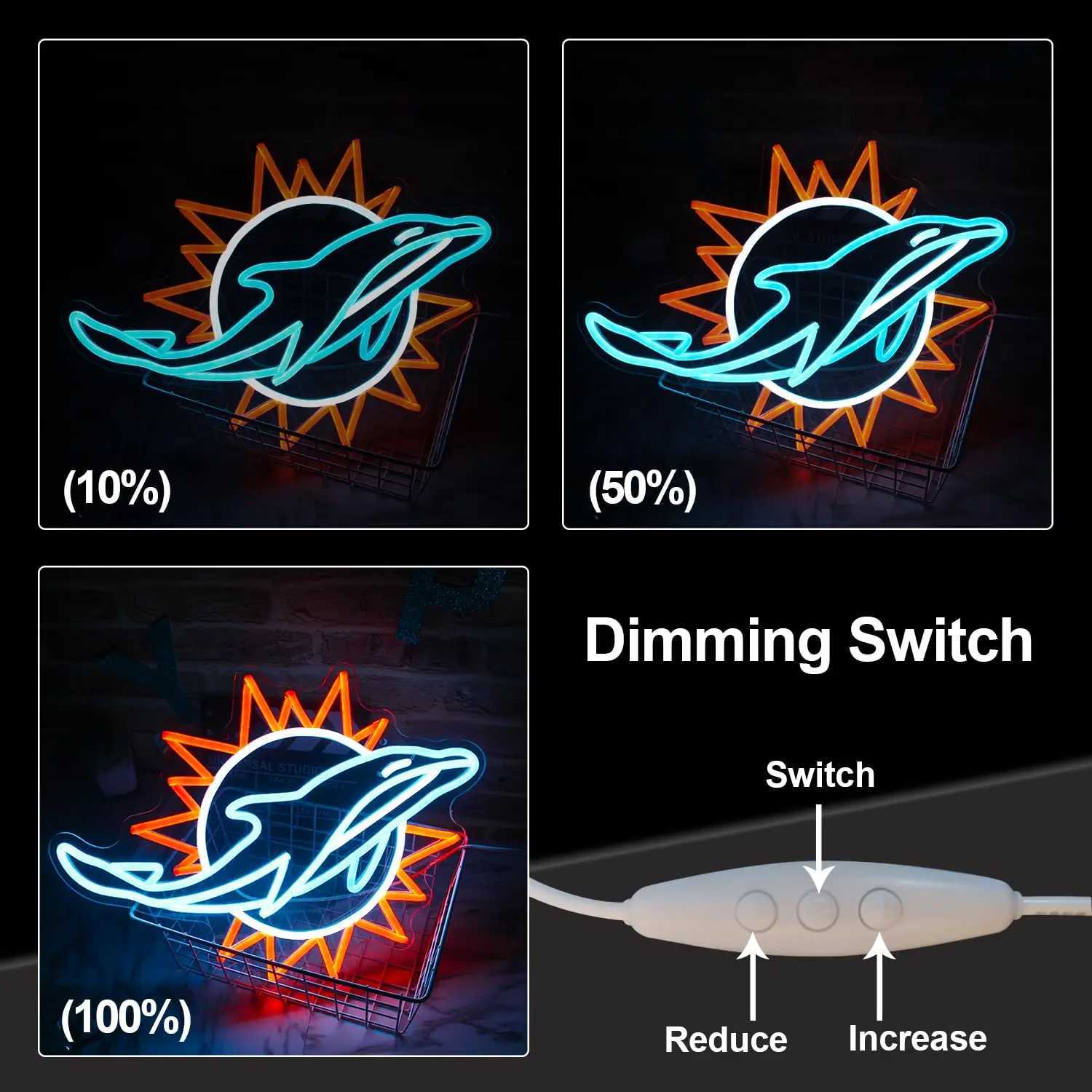Dolphins Neon Light Dolphin Decorative Signs Larger Hanging Neon Light Room Sport Bar Club Wall Decor Gifts For Boys Teens XJ250602