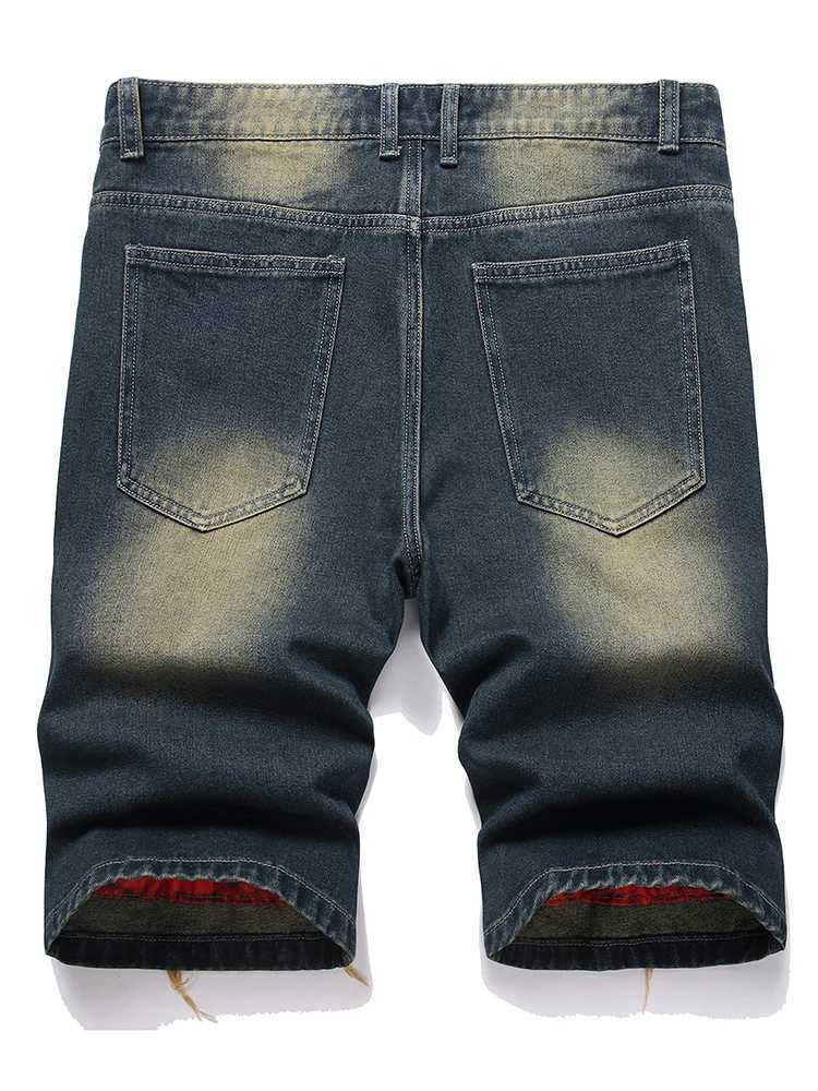 Summer Mens Denim Shorts with Ripped Holes 5 Points Fashion Pan Cross-Border Foreign Trade Mens WearT250603
