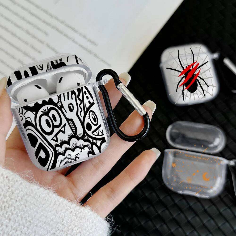 Spider-Web Design Headphone Pro2 TPU Soft Cover For 1 2 3 4 Pro With Red Scratch Detail Protective Case