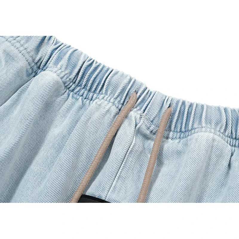 Chaopai New Oversized Denim Shorts Men Women Summer Good Quality Elasticity Drawstring Casual Shorts Breeches T250603