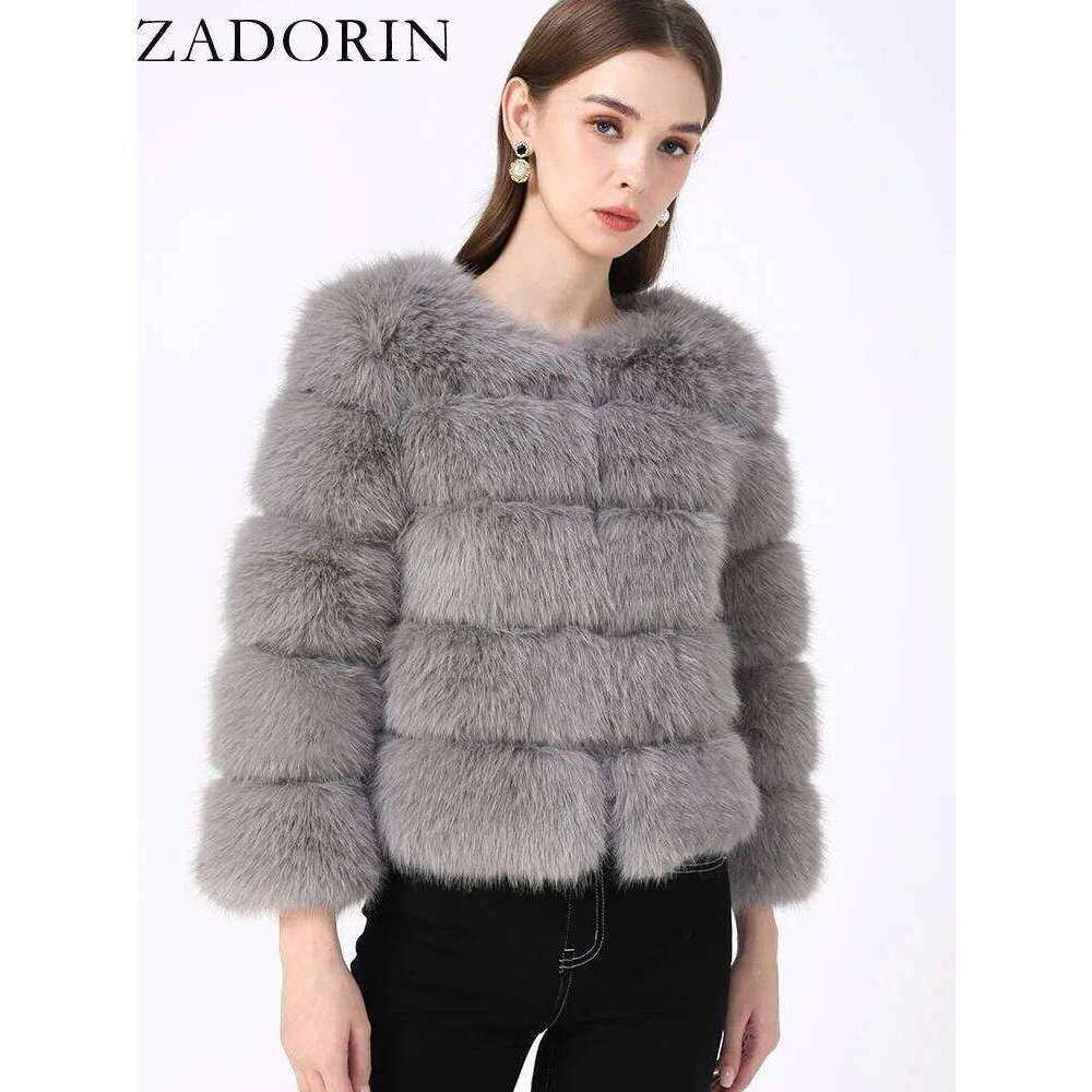 ZADORIN S-5XL Mink Coats Autumn Winter Fluffy Black Coat Elegant Thick Warm Faux Fur Jackets For Women 2024 Tops