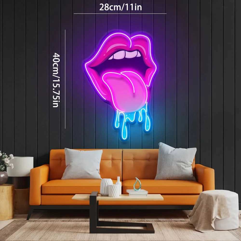 Pink Lips Neon Light USB Powered Wall Decor with Adjustable Brightness Perfect for Bedroom Party Decor Great Gift for Friends XJ250602
