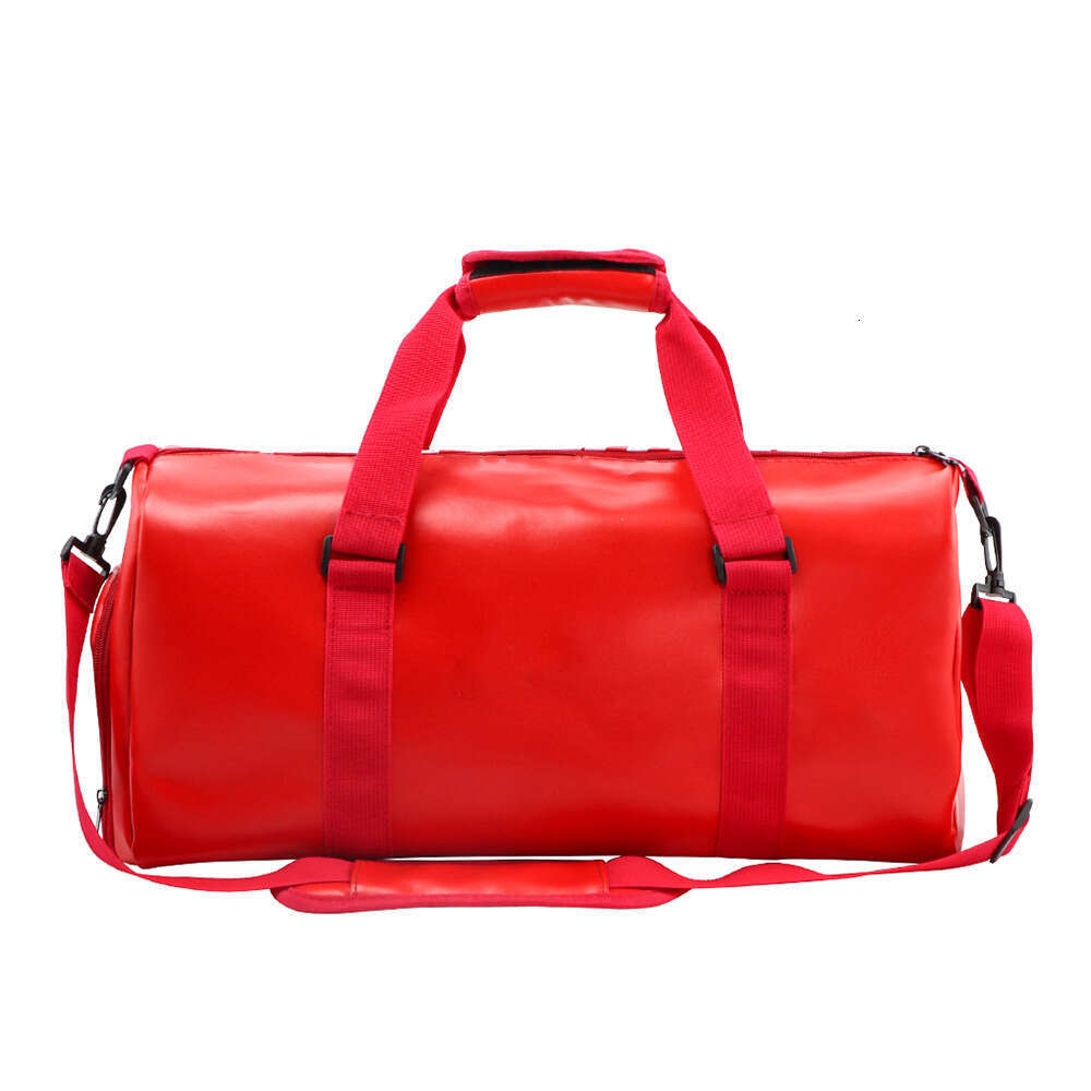 Street Fashion PU Leather Gym Shoe Pocket Large Capacity Crossbody Sports Handbag Travel Bag with Print