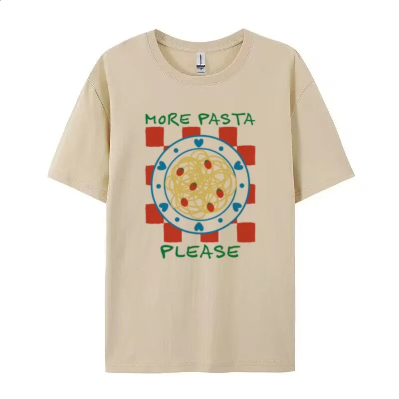 Women Retro Aesthetic Pasta Lover T-Shirt Hippie Funny Italian Food T-Shirt Cute Spaghetti Shirt Summer Loose Fashion Tops Gift 250529