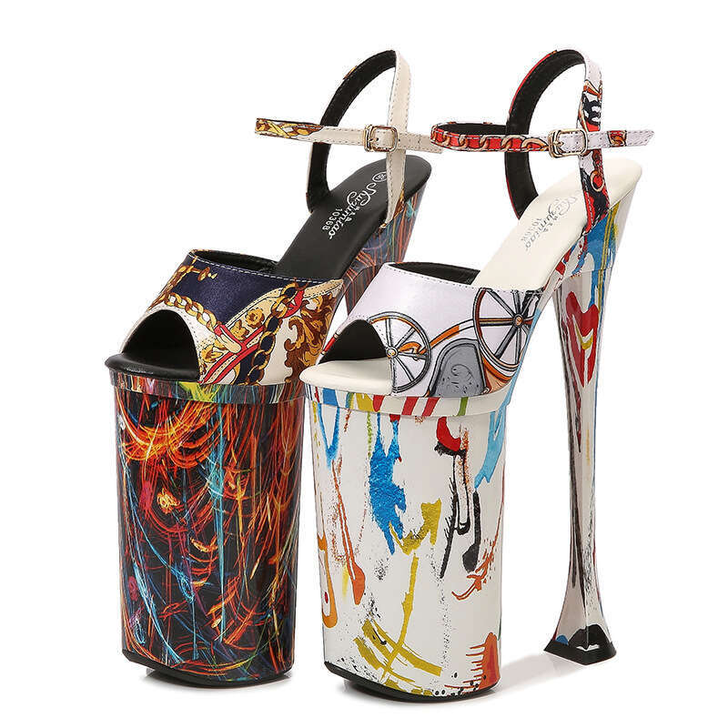 Super High Heels Nightclub Ethnic Style Sexy High Heels 26Cm Car Model Sandals Short Stature Catwalk Pole Dance Shoes Platform High Heels