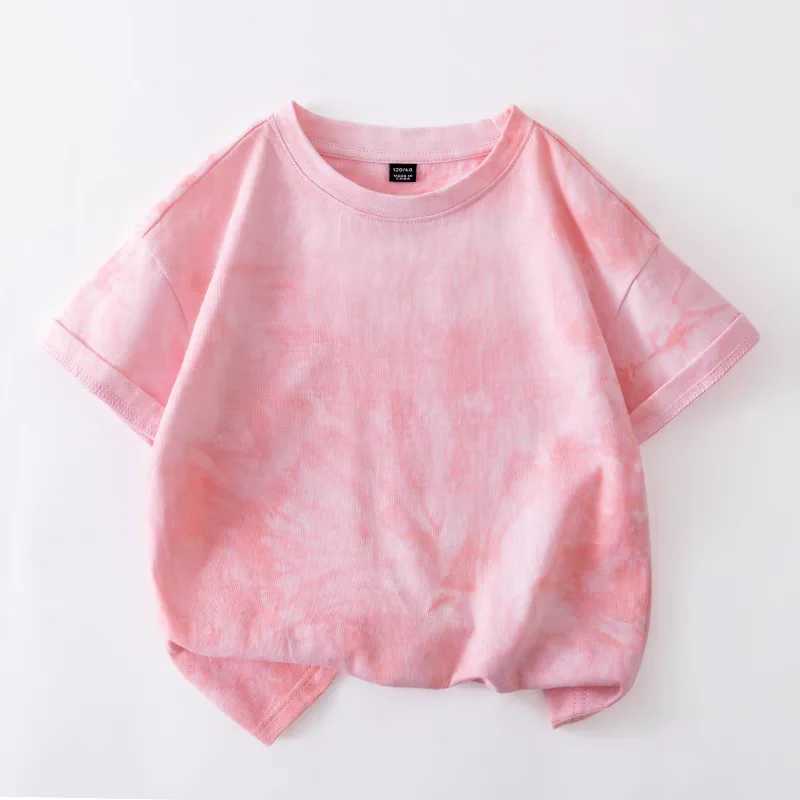 2025 Fashion Kids Girls Tie Dye Dyeing Printing T-shirt Summer Boys T Shirt Cotton Children Tops Tee Teenage 6 8 10 12 14 YearsT250603