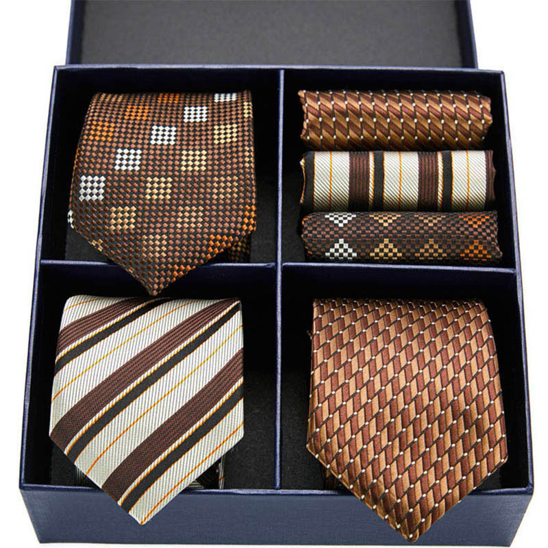 Tie Set Gift Box For Man Necktie Pocket Square Set For Business Daily Wear Office Workplace Suit Accessories Ties Hanky Gravatas 250508