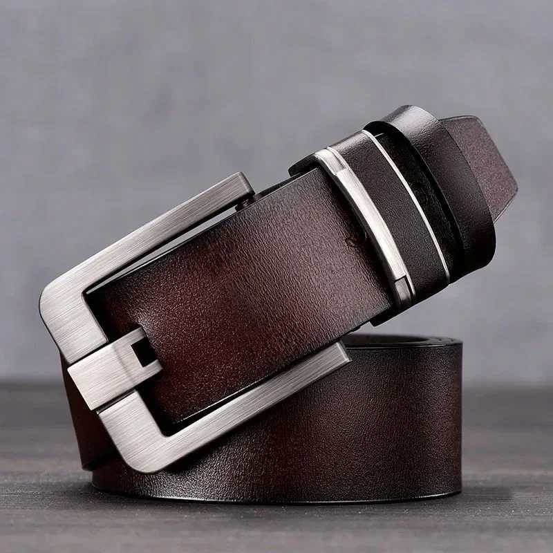 New Leather Cowhide Mens Belt Fashion Metal Alloy Pin Buckle Adult Luxury Brand Jeans Business Casual Waist Male Strap Brand XJ250602