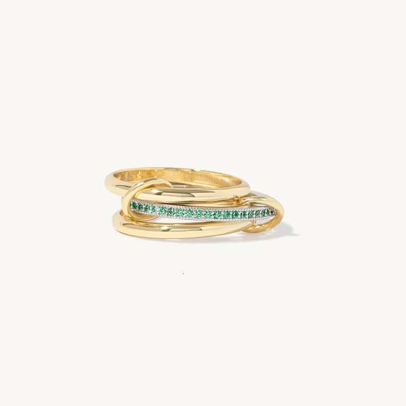 New Stacked Cubic Zirconia Thick Glossy Gold and Silver Double Triple Ring