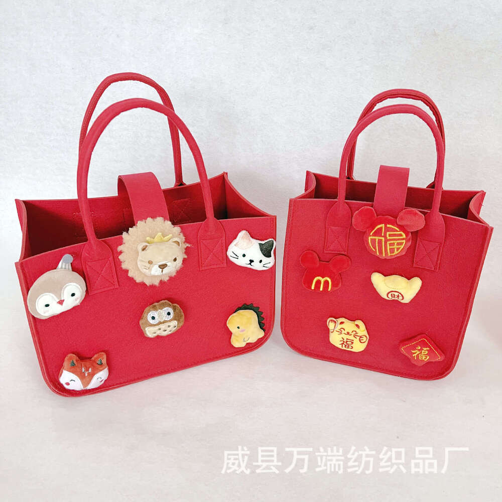New Cute Handbag Hundred Days Banquet Gift Tote for Girls DIY Felt Cartoon Bag