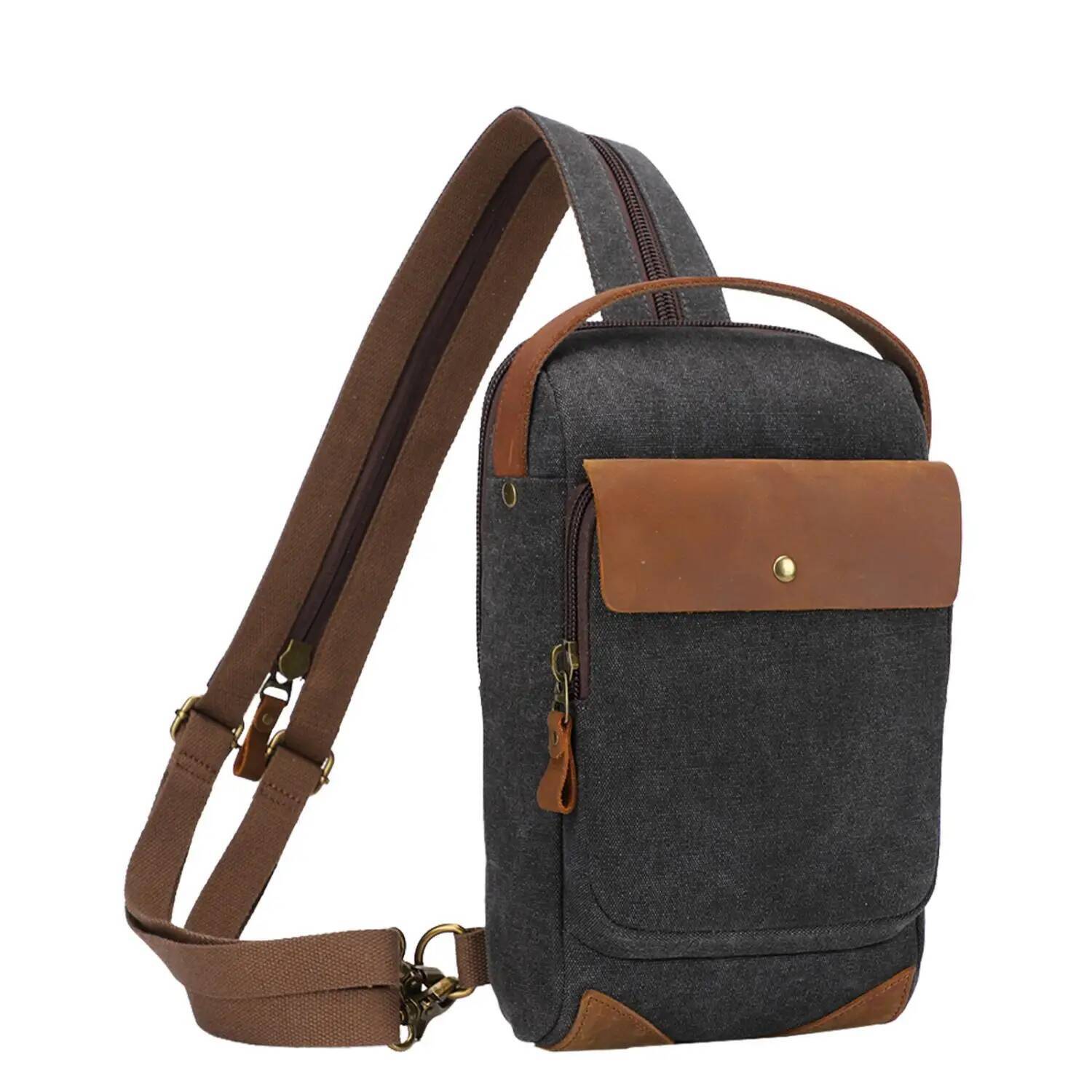 KL928 Canvas Crossbody Sling Backpack Shoulder Bag Casual Daypacks for Men Women