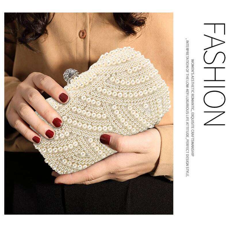 Women Pearl Clutch Purse Ladies white Hand Evening Bags for Party Wedding black Shoulder Bag Bolsa Feminina