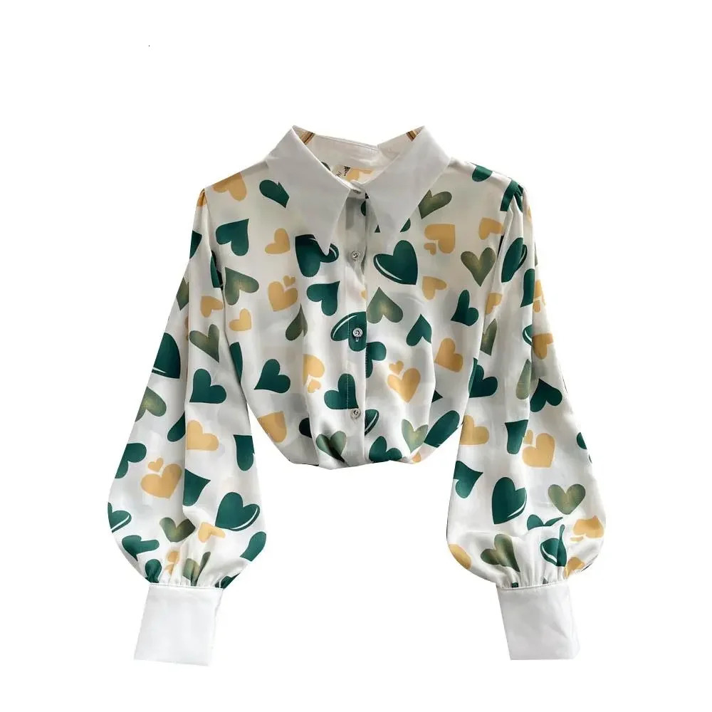 Summer Womens Shirts White Chiffon And Pretty Blouses High Quality Casual Crop Top Satin Shirt Woman Long Sleeve 250603